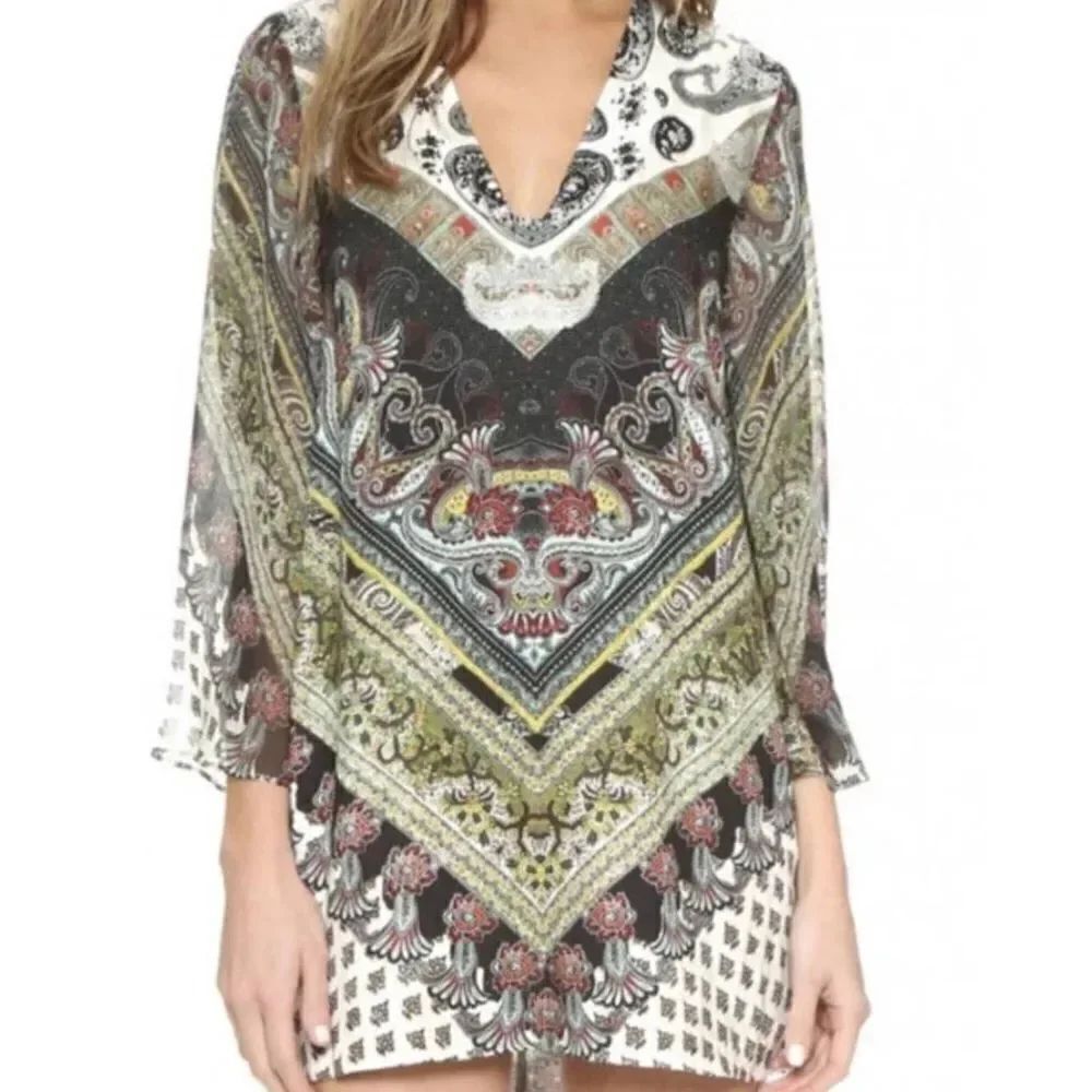 Alice + Olivia Zia Caftan Mini Dress in Multi Size XS